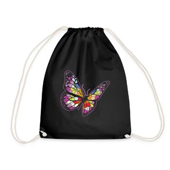 Himmlische Glasmalerei Schmetterling Mystischer - Turnbeutel - Schwarz - Vorne