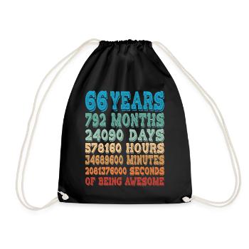 66 Years Months Days Being Awesome 66. Geburtstag - Turnbeutel - Schwarz - Vorne