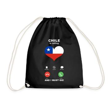 Chile is calling Chile Herz Souvenir - Turnbeutel - Schwarz - Vorne