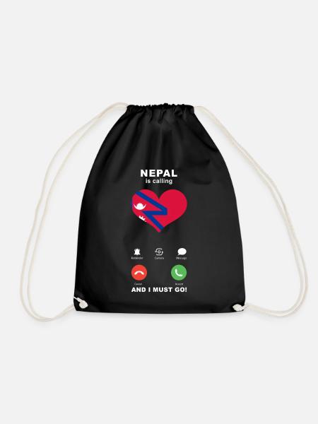 Nepal is calling Nepal Herz Souvenir - Turnbeutel - Schwarz