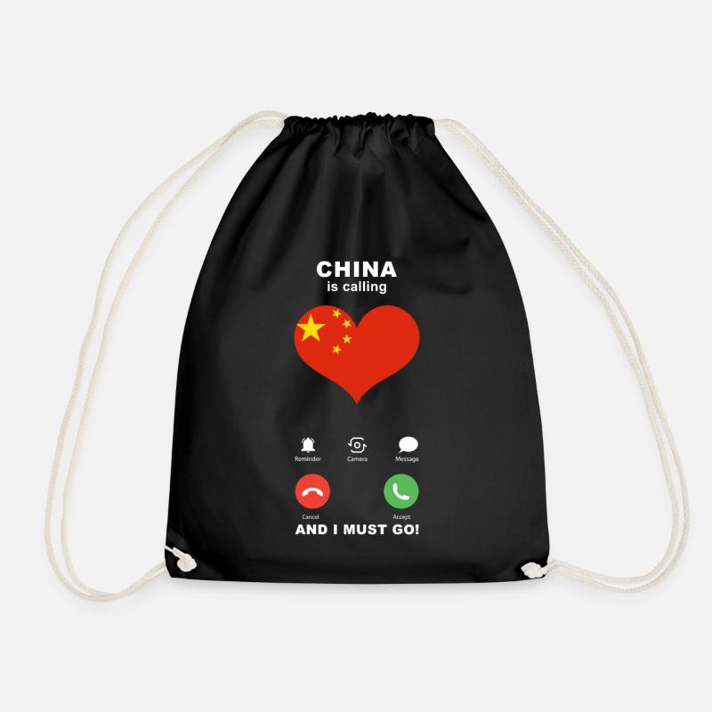 China is calling China Herz Souvenir - Turnbeutel - Schwarz