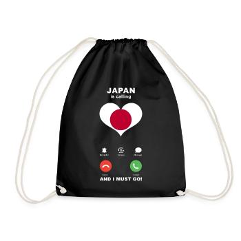 Japan is calling Japan Herz Souvenir - Turnbeutel - Schwarz - Vorne