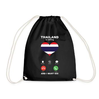Thailand is calling Thailand Heart Souvenir - Drawstring Bag - black - Front