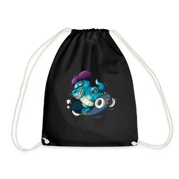 Skater T-Rex Cool Dinosaur Skateboard Skater - Drawstring Bag - black - Front