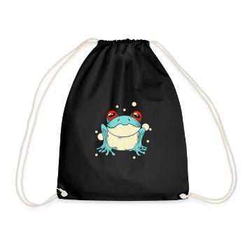 Trippy Frog Cottagecore Aesthetics Funny Amphibian - Drawstring Bag - black - Front