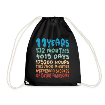 11 ans Mois Jours Être Génial 11ème anniversaire - Sac de sport léger - noir - Devant