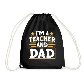 I am a teacher and father homeschool dad father's day - Drawstring Bag - black - Front