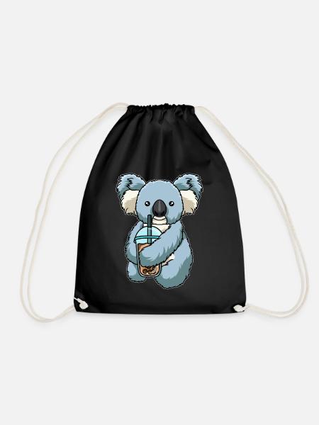 Koala trinkt Bubble Tea - Turnbeutel - Schwarz