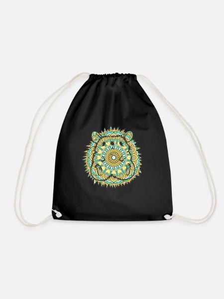 Mandala Igel Geometrie Muster - Turnbeutel - Schwarz