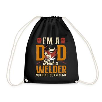 Welder Welding Dad Father Vintage - Drawstring Bag - black - Front
