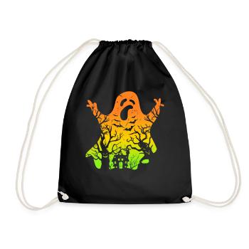 Ghost Halloween Ghost Halloween Spooky Halloween G - Drawstring Bag - black - Front