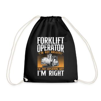Certified Forklift Truck Operator - Drawstring Bag - black - Front