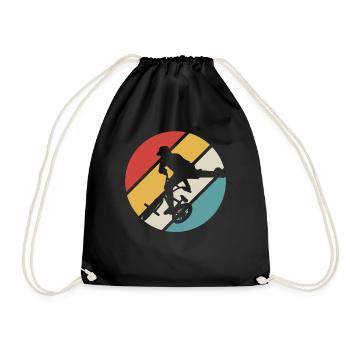 BMX Tshirt Kids Bike Retro Vintage Downhill - Drawstring Bag - black - Front