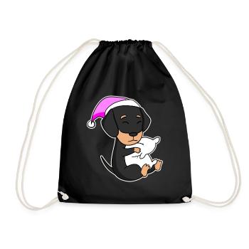 Dog Dog breed Dachshund - Drawstring Bag - black - Front