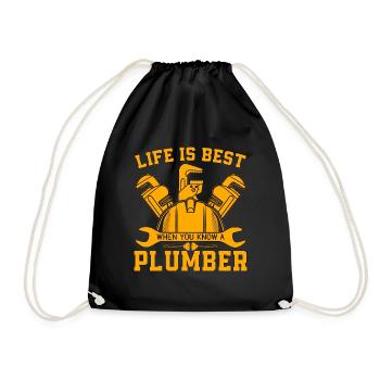 Plumber Life Is Best Tool Plumbing Pipe Plumbers - Drawstring Bag - black - Front