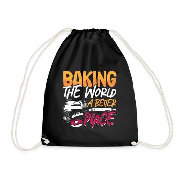 Baker Baking The World A Better Place Bakery Cake - Drawstring Bag - black - Front