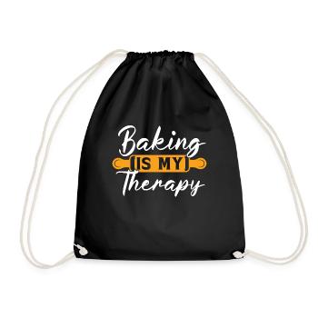 Baker Baking Is My Therapy Bakery Chef Cake Bake - Drawstring Bag - black - Front