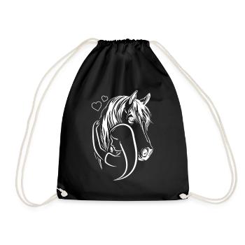 Cavalier Chevaux Fille Lineart Cheval - Sac de sport léger - noir - Devant
