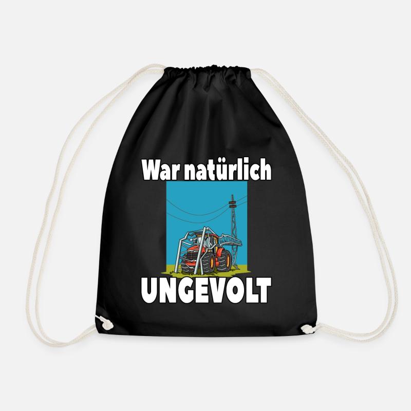 War natürlich ungevolt Lustiger Traktor Strommast - Turnbeutel - Schwarz