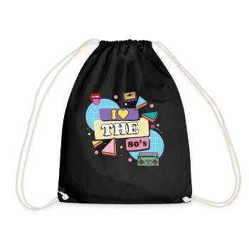 80s Retro - Drawstring Bag - black - Front
