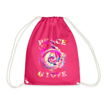 Peace Love Hippie - Drawstring Bag - fuchsia - Front