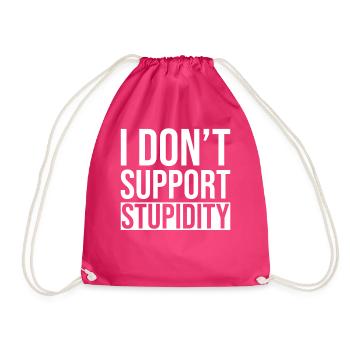 Anti Stupidity - Drawstring Bag - fuchsia - Front