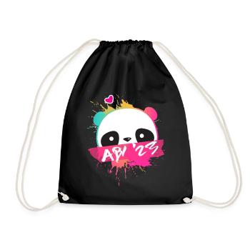 Abi '23 Motto mit süßem Panda - Abitur 2023 - Turnbeutel - Schwarz - Vorne