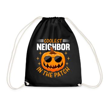 Halloween Pumpkin I Coolest Neighbor in the Patch - Drawstring Bag - black - Front