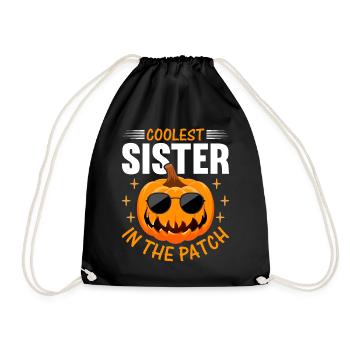 Halloween Citrouille Sœur I Sœur la plus cool dans le P - Sac de sport léger - noir - Devant