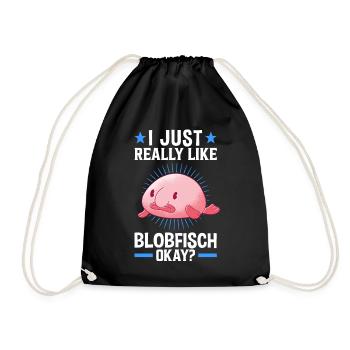 I like blobfish ugly fish memes - Drawstring Bag - black - Front