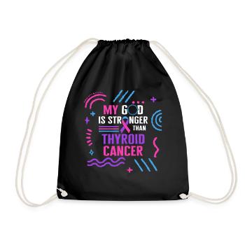 My God Is Stronger Than Thyroid Cancer Awareness - Drawstring Bag - black - Front