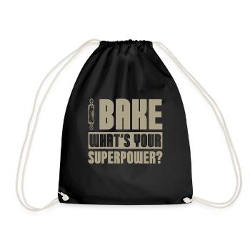 Baker Bake What's Your Superpower Baking Bakery - Turnbeutel - Schwarz - Vorne