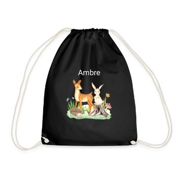 Animal cerf lapin hérisson Ambre - Sac de sport léger - noir - Devant