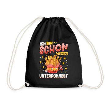 Ich Bin Schon Wieder Total Unterpommest Fritten Po - Turnbeutel - Schwarz - Vorne