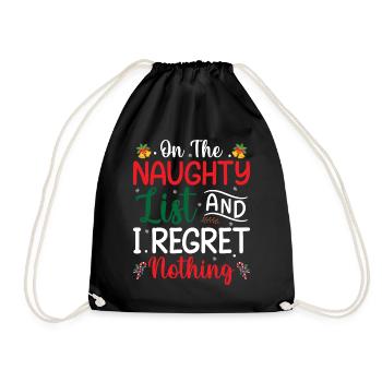Ugly Christmas - On The Naughty List And I Regret - Drawstring Bag - black - Front