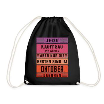 Einzelhändler Geburtstag Oktober geboren Kauffrau - Turnbeutel - Schwarz - Vorne