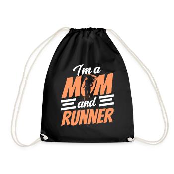 I am a mother and a runner running - Drawstring Bag - black - Front
