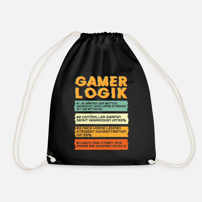 Gamer Logik Gaming - Turnbeutel - Schwarz