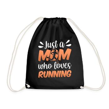 Just a mom who loves running jogging mom - Drawstring Bag - black - Front