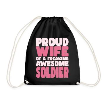 Proud Wife of A Damn Good Soldier - Drawstring Bag - black - Front