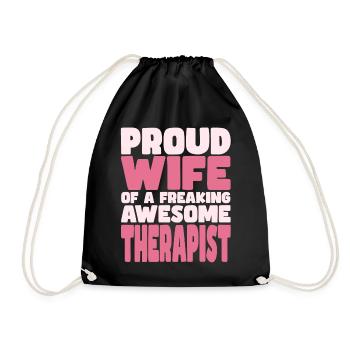 Proud Wife of A Damn Good Therapist - Drawstring Bag - black - Front