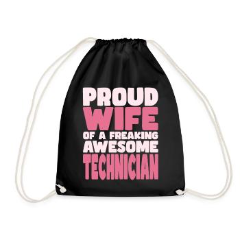 Proud Wife of A Damn Good Technician - Drawstring Bag - black - Front
