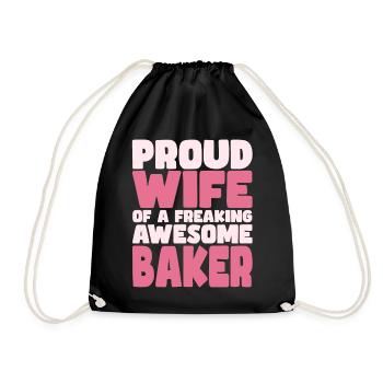 Proud Wife of A Damn Good Baker - Drawstring Bag - black - Front