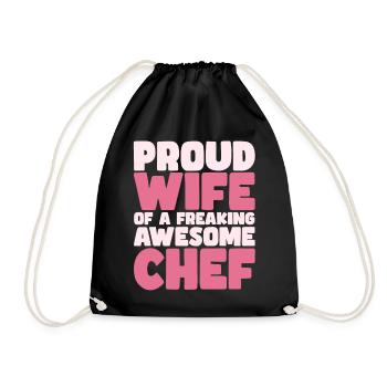 Proud Wife of A Damn Good Chef - Drawstring Bag - black - Front