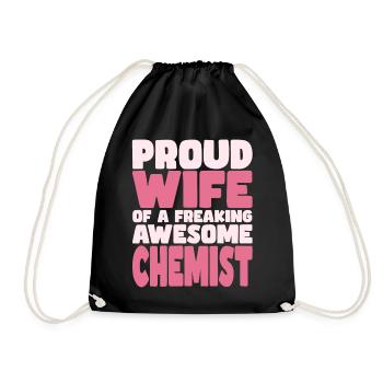 Proud Wife of A Damn Good Chemist - Drawstring Bag - black - Front