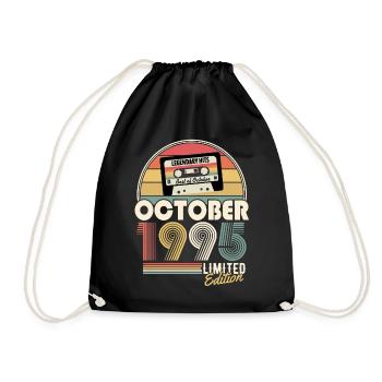Oktober 1995 Jahrgang Geburtstag Geschenk - Turnbeutel - Schwarz - Vorne