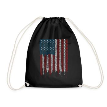 Amerikanischer Flagge USA United States Of America - Turnbeutel - Schwarz - Vorne