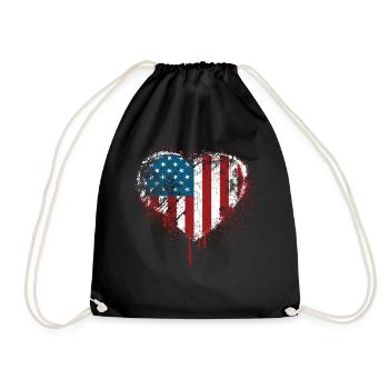 Amerikanischer Flagge USA United States Of America - Turnbeutel - Schwarz - Vorne
