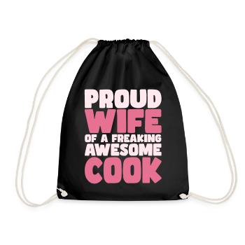 Proud Wife of A Damn Good Chef - Drawstring Bag - black - Front