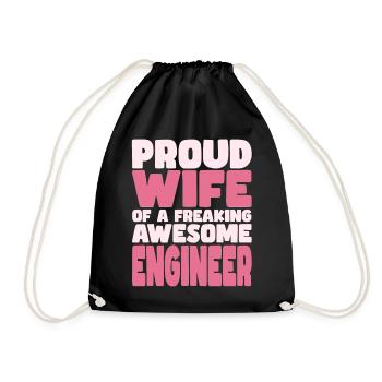 Proud Wife of A Damn Good Engineer - Drawstring Bag - black - Front